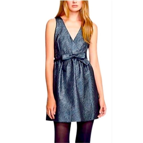 PARKER CLAUDETTE Fit Flare Dress METALLIC SHIMMER Cutouts Size Medium - Picture 3 of 9